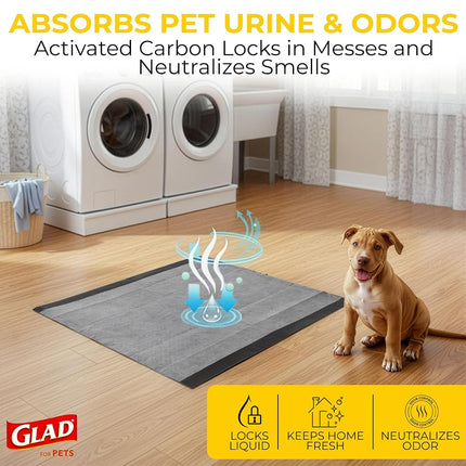 Glad for Pets Black Charcoal Puppy Pads, All-in-One | Puppy Potty Training Pads That ABSORB & NEUTRALIZE Urine Instantly | New & Improved Quality Puppy Pee Pads, 14 count
