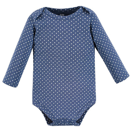 Hudson Baby unisex-baby Cotton Long-sleeve Bodysuits, Blue Toile, 9-12 Months