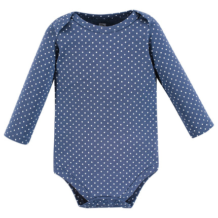 Hudson Baby unisex-baby Cotton Long-sleeve Bodysuits, Blue Toile, 9-12 Months