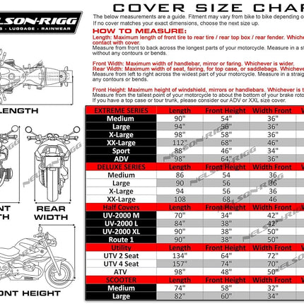 Nelson-Rigg UV-2000 Motorcycle Half Cover, All-Weather, 100% Waterproof, Taped Seams, UV, Free Stuff Sack, X-Large Fits most Touring and Adventure motorcycles like Harley Davidson Ultra, Honda Goldwing and BMW R1200GS