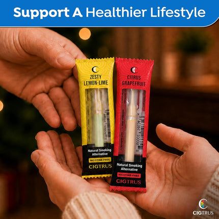 Smokeless Air Inhaler - Smoking Alternative | Tobacco-Free, Nicotine-Free, & Non-Electric | Oral Fixation Relief - Quit Smoking Aid & Vaping Aid | Citrus Mint & Fresh Grapefruit- 6 Pieces