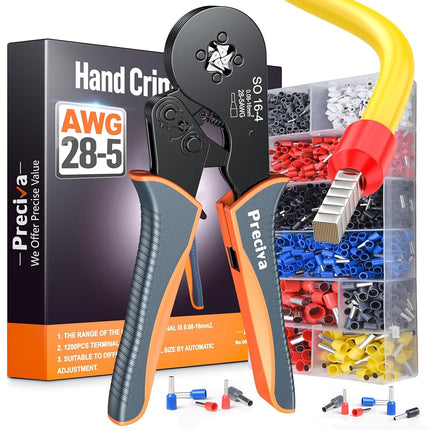 Preciva Ferrule Crimping Tool Kit, Square Crimping