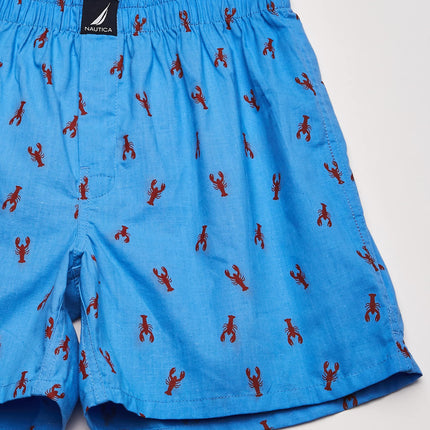 Bóxers de algodón Nautica para hombre, paquete de 3, cobalto marino rojo/azul aerodinámico langosta, L