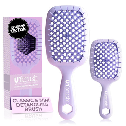 FHI HEAT UNbrush and UNbrush MINI Wet & Dry Vented Detangling Hair Brush, Lilac Light Purple