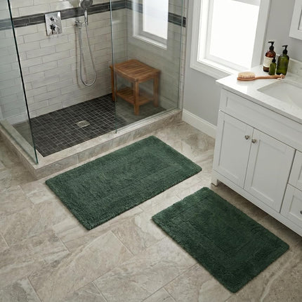 Bedford Home 100 Percent Cotton 2 Piece Reversible Rug Set - Green