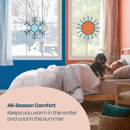 Linenspa Comforter Duvet Insert Oversized Queen White Down Alternative All Season Microfiber-Oversized Queen Size - Box Stitched
