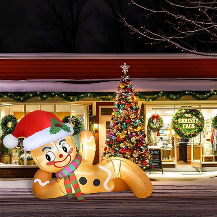 OurWarm 10FT Christmas Inflatable Gingerbread Man Outdoor Decoration with LED Lights, Blow Up Holiday Decor for Garden Lawn Yard
