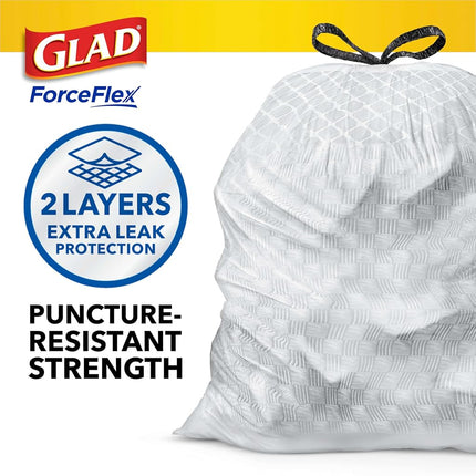 Glad Tall Kitchen Drawstring Trash Bags - OdorShield 13 Gallon White Trash Bag, Febreze Fresh Clean - 110 Count