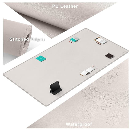 CENNBIE Leather Desk Mat, 200 x 100cm Extra Large Desk Pad Blotter Protector, Extended Non-Slip Table Pad, Waterproof PU Leather Desk Mat on top of desks Large for Office and Home (Cream)