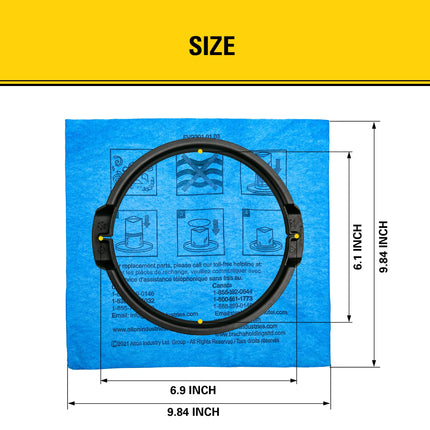 Stanley 19-1500 Filtro reutilizable de tela azul con anillo de sujeción para aspiradoras húmedas/secas de 5-6 galones, compatible con SL18115, SL18115P, SL18116, SL18116P, SL18191P, SL18199P, SL18117, SL18701P-10A, SL18410P-5A