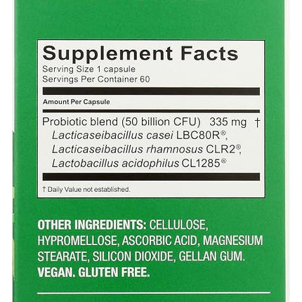 Bio-K + Daily Care Plus Probiotic Supplement Capsules for Adult Men and Women, 50 Billion Active Bacteria, Promotes Immune System Health - Vegan & Gluten-Free Delayed Release, 60 Capules/Box