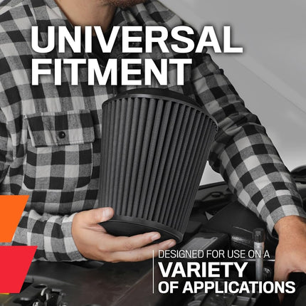 K&N Black Universal Dryflow Conical Air Filter 89mm flange, 152mm base, 133mm top, 229mm height (RU-3111HBK)