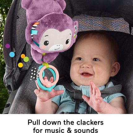 Fisher-Price Sing & Go Purple Monkey, Baby Stroller Toy