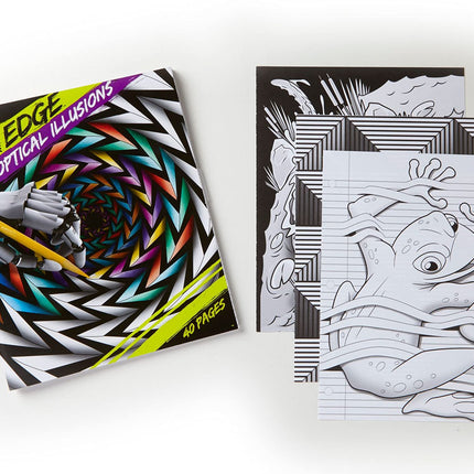 CRAYOLA Art With Edge Optical Illusions Coloring Pages (40pgs), Adult Coloring, 3D Art, Gift for Teens & Adults