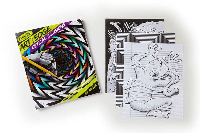 CRAYOLA Art With Edge Optical Illusions Coloring Pages (40pgs), Adult Coloring, 3D Art, Gift for Teens & Adults