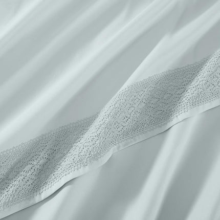 Modern Threads Pacific Coast Textiles 3 Piece Crochet LACE Microfiber Sheet Set SEAMIST Twin, Microfibre, Sea Mist