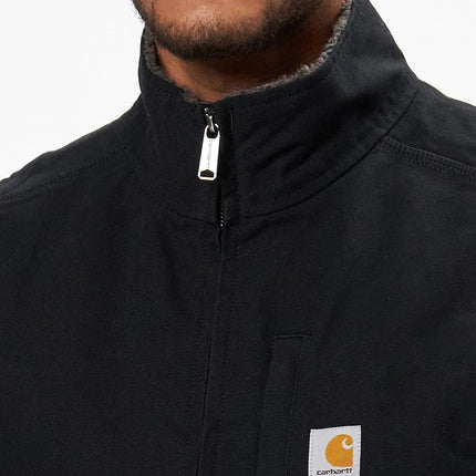 Carhartt Men's Loose Fit Washed Duck Sherpa-Lined Mock-Neck Vest, Black, S