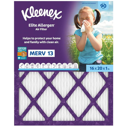 Kleenex Elite Allergen Air Filter 16x20x1 Inches - 13 MERV RATING (2-Pack)