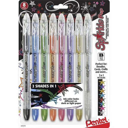 Pentel Sparkle Pop Metallic Gel Pen, 1.0mm Bold Line, Assorted Colors, Pack of 8 (K91BP8M)