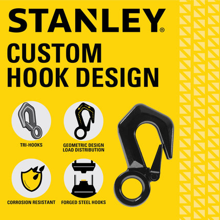 STANLEY S1051 Black/Yellow 2" x 20' Tow Strap with Heavy Duty Tri-Hook (9,000 lbs Break Strength)