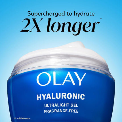 OLAY Regenerist Hyaluronic Acid + Peptide 24 Gel Face Moisturizer for All Day Skin Hydration, Fragrance-Free, 1.7 oz with Niacinamide, includes Whip Travel Size for Dry Skin