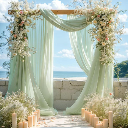 Wedding Arch Draping Fabric 2 Panels 19FT Sage Gre