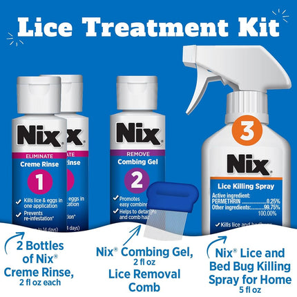 Nix Complete Lice Treatment Kit | Kills Lice and Eggs | 4 Products