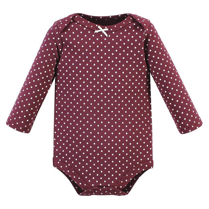 Hudson Baby Unisex Baby Unisex Baby Cotton Long-sleeve Bodysuits, Plum Wildflower, Preemie, Plum Wildflower 5 Pack, Preemie