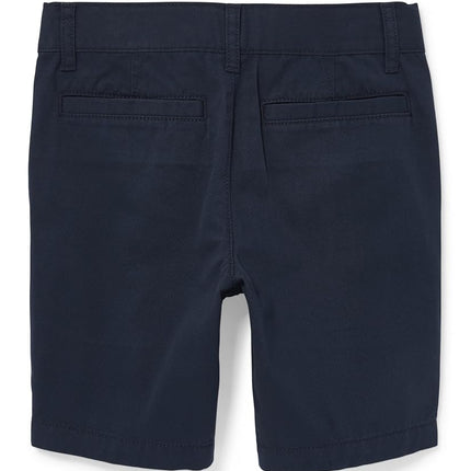 The Children's Place Pantalones Cortos Chino Elásticos para Niños, Paquete de 3 de Lino/Azul Marino Nuevo/Negro, Talla 20 Husky