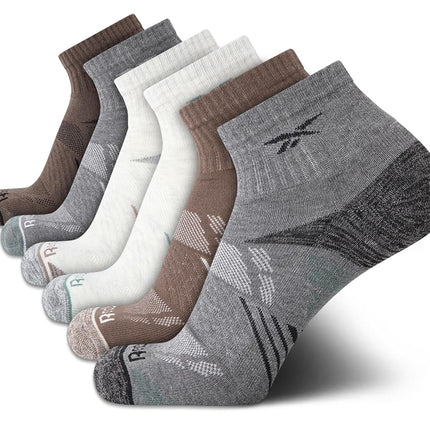 Reebok Mens Quarter Socks - 6 Pack Moisture Wicking Performance Stretch Athletic Ankle Socks for Men (Sizes: 6-12.5)