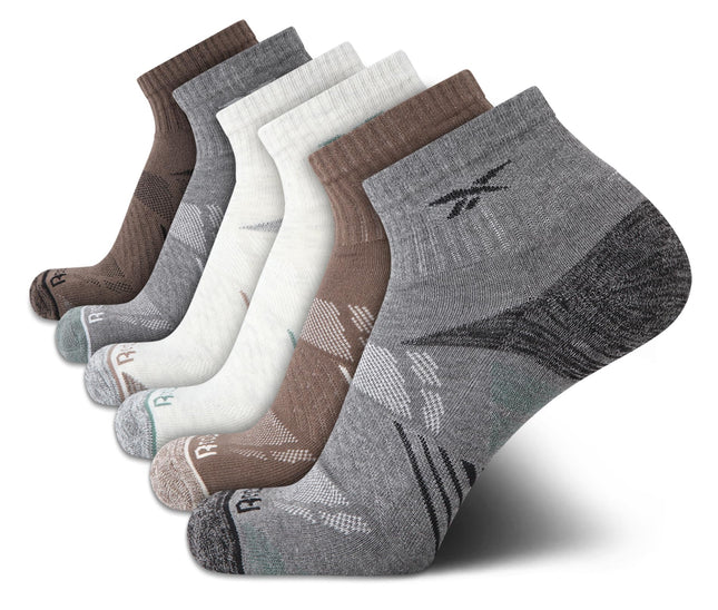 Reebok Mens Quarter Socks - 6 Pack Moisture Wickin