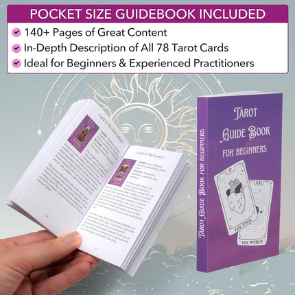 Tarot Cards with Guidebook & Pouch | 78 Oracle Divination Cards with Meanings | Gift Set for Beginners & Experienced Practitioners | Purple & Pink Designs | Tarot Card Gifts for Women