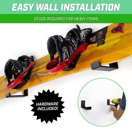 GoSports Universal Snowboard & Skateboard Wall Mount Display Racks - 2 Pack Foam Padded Hangers