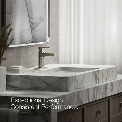 Grifo de baño KOHLER, Grifo para lavabo de baño, Colección Taut, Grifo de control único, Níquel cepillado vibrante, K-74021-4-BN