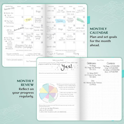 Legend Planner - Undated Weekly & Monthly Life Planner to Hit Your Goals & Live Happier. Organizer Notebook, Productivity Journal for Women & Men. A5 Hardcover, Lasts 1 Year, Stickers A5 (5.8'' x 8.3'') Aquamarine (Undated)