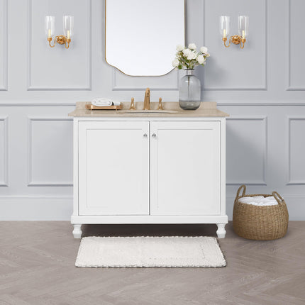 Laura Ashley Ruffle Cotton 20" x 34" Bath Rug, White