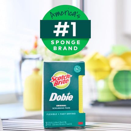 Scotch-Brite Dobie Cleaning Pads, Ideal for Dishwashing, Kitchen, Bathroom and More, Scours Without Scratching, 24 Pads
