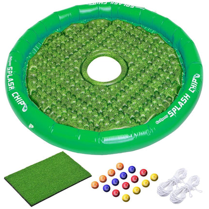 GoSports Splash Chip Jeu de golf flottant – Comprend une cible de chipping, 16 balles de golf en mousse, 1 tapis de chipping et des cordes d'attache