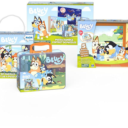 Bluey 11 Puzzle Bundle Set, 8- and 24-Piece Wood, Fuzzy, & Die-Cut Jigsaw Puzzles for Preschoolers and Kids