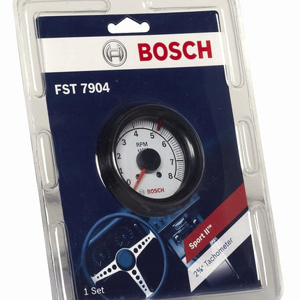 Bosch Actron SP0F000022 Sport II 2-5/8" Tachometer (White Dial Face, Black Bezel)