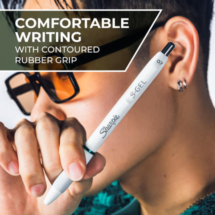 Sharpie S-Gel | Gel Pens for Writing | Medium Point (0.7mm) | Assorted Ink Colours | White Pearl Barrels | 12 Count