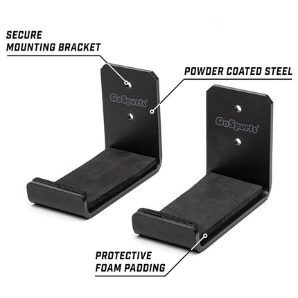 GoSports Universal Snowboard & Skateboard Wall Mount Display Racks - 2 Pack Foam Padded Hangers