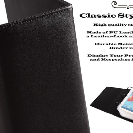 Broadway Play Program and Theater Playbill Binder with 30 Custom Sheet Protectors - PU Leather - Fits Playbills from Mid 1980s to Modern (Black Plain)