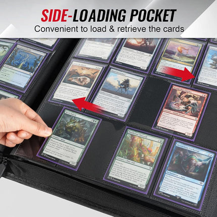 16-Pocket Zipper Binder for 1280 Trading Cards with 40 Side-Loading Pages