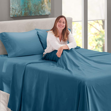 Nestl Full Size,4 Piece Sheet Set,Extra Deep Pocket (18-24 inches/45-61cm), Microfiber, Cooling, Hotel yx, Soft, Breathable, Wrinkle Resistant, Easy To Care, Blue Heaven