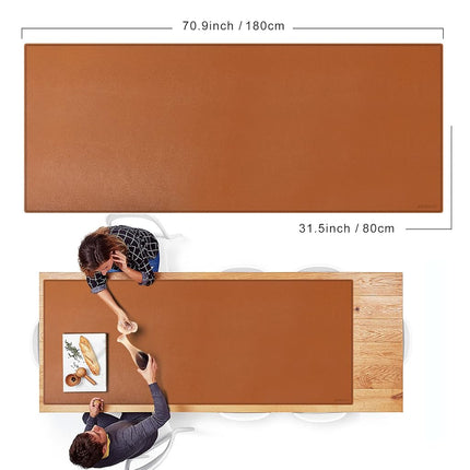 ZORESYN Conference Table Pads (180x80cm) - PU Leather Extended Large Mouse pad Office Desk Mat - Nonslip Base and Waterproof Desktop Writing Pad Mouse Mat (Light Brown)