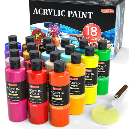 Shuttle Art Acrylic Paint, 18 Colours Acrylic Pain