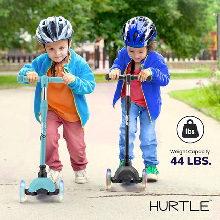 Hurtle Kids Scooter, 3 Wheel Toddler Scooter Ages 2-5, LED Wheels