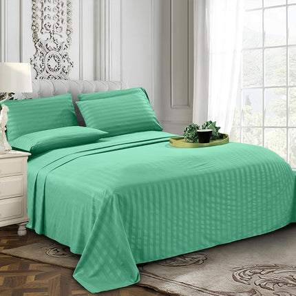 Elegant Comfort Softest and Coziest 6-Piece Sheet Set - 1500 Premium Hotel Quality Microfiber - Deep Pocket, Wrinkle Resistant 6-Piece Damask Stripe Bed Sheet Set, Queen, Paradise Teal