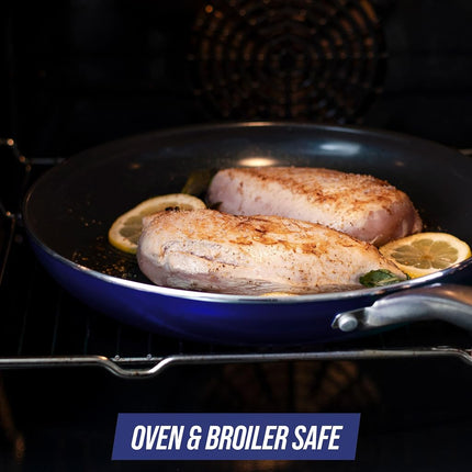 Blue Diamond Cookware Diamond Infused Ceramic Nonstick 12" Frying Pan Skillet PFAS-Free Dishwasher Safe Oven Safe Blue